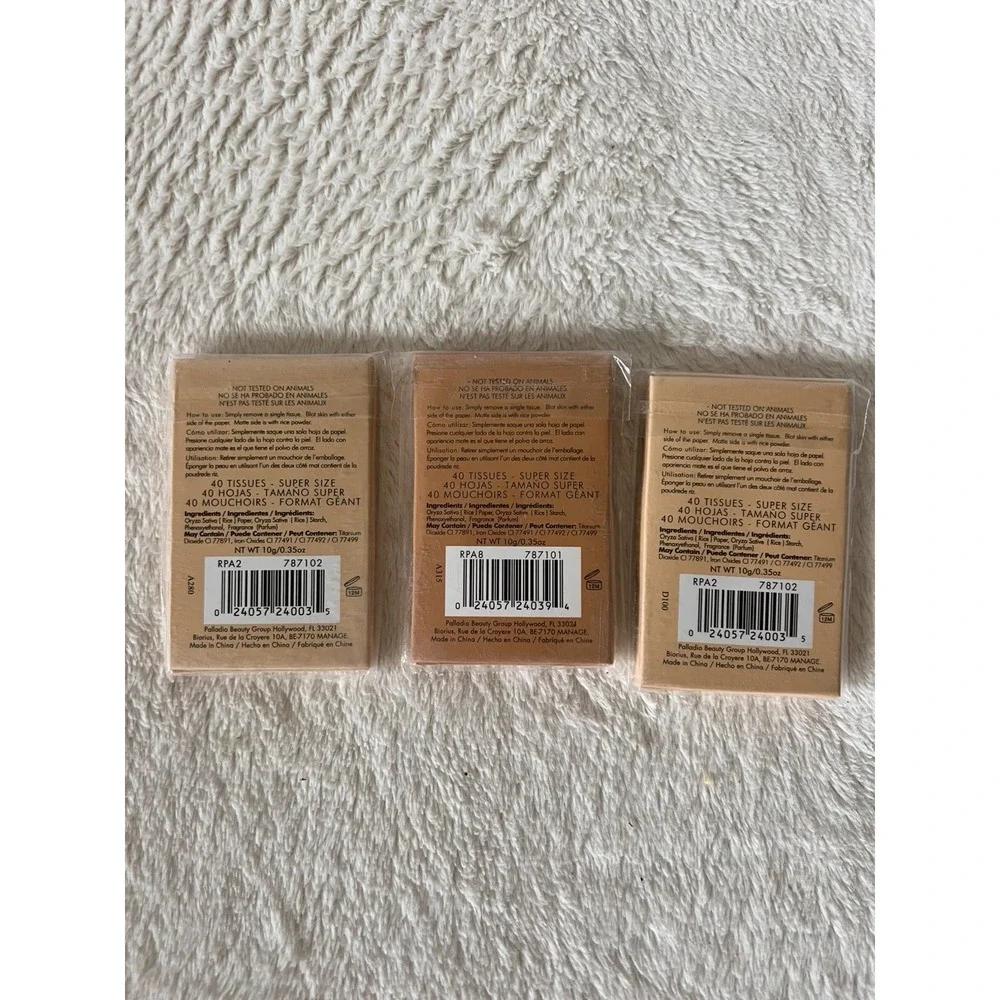 Palladio Rice Paper Facial Blotting Tissues Oil Absorbing Mixed Lot Warm Beige